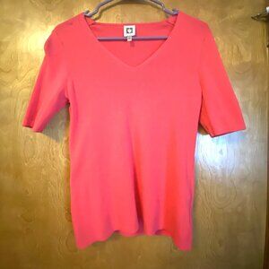 Hot pink short sleeve sweater
